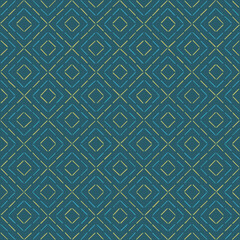 hand drawn stripes. decorative art. blue repetitive background with yellow squares. vector seamless pattern. geometric fabric swatch. wrapping paper. design template for textile, linen, home decor