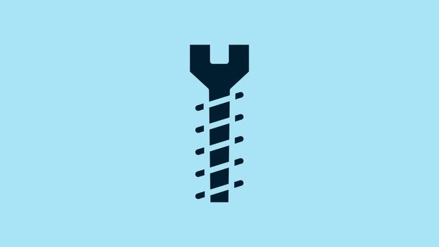 Blue Metallic screw icon isolated on blue background. 4K Video motion graphic animation