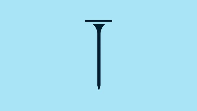 Blue Metallic nail icon isolated on blue background. 4K Video motion graphic animation
