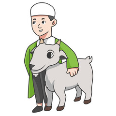 cartoon illustration for eid al adha and sacrificial animal