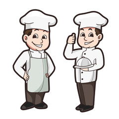 set of funny cartoon chef