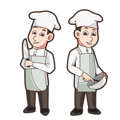 chef cartoon illustration for food or cafe business mascot
