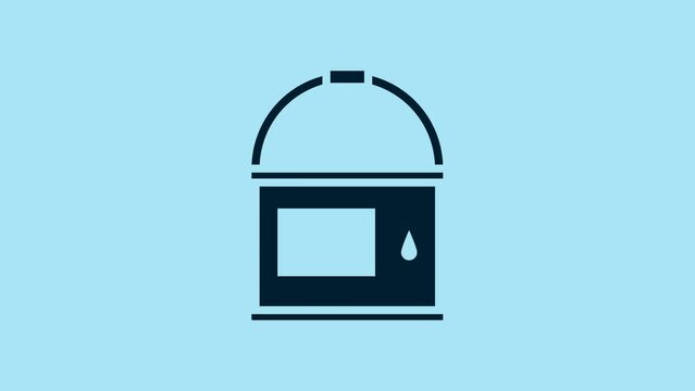 Blue Paint bucket icon isolated on blue background. 4K Video motion graphic animation