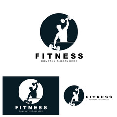 Gym Logo, Fitness Logo Vector, Design Suitable For Fitness, Sports Equipment, Body Health, Body Supplement Product Brands