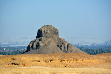 Pyramid of Amenemhat III, The black pyramid built by Amenemhat the 3rd at Dahshur, named Black Pyramid for its dark, decaying appearance as a rubble mound, core of the superstructure was of mud brick