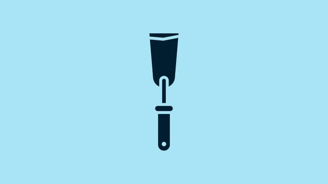 Blue Putty knife icon isolated on blue background. Spatula repair tool. Spackling or paint instruments. 4K Video motion graphic animation
