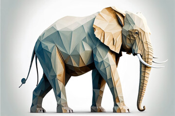 high detail 3D low poly illustration of a cardboard bull elephant   ai generated	