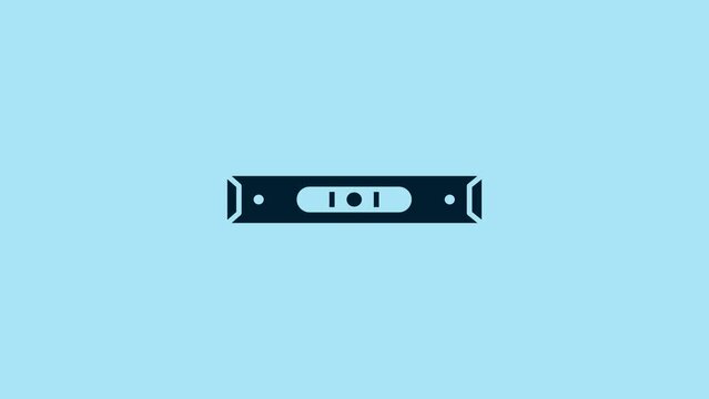 Blue Construction bubble level icon isolated on blue background. Waterpas, measuring instrument, measuring equipment. 4K Video motion graphic animation