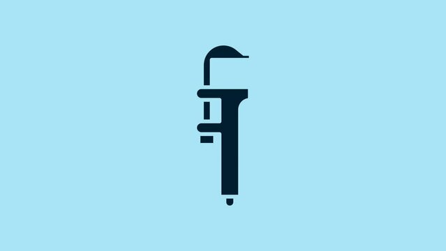 Blue Calliper or caliper and scale icon isolated on blue background. Precision measuring tools. 4K Video motion graphic animation