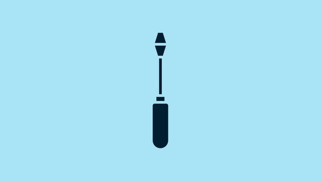 Blue Screwdriver icon isolated on blue background. Service tool symbol. 4K Video motion graphic animation