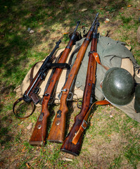 Historical weapons used for historical reenactments from the Second World War