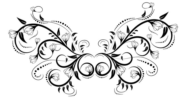 Luxurious frame decorated with flowers and leaves, exquisite background. Victorian style. Calligraphic brush, royal lines. Invitations, cards, greetings for your holidays. Creates a special mood.