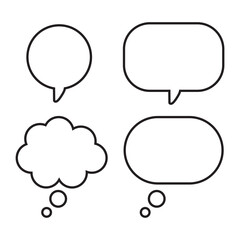 A set of simple and pop speech bubbles vector illustration. Bubble comic speech set, great design for any purposes. Sticker design. Empty comic bubbles and elements collection on white  background.