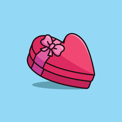 Cartoon love gift box heart simple illustration icon isolated