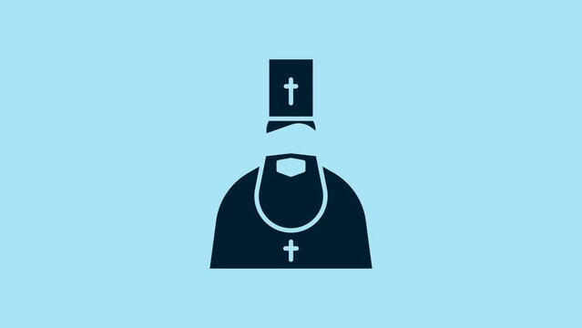 Blue Priest icon isolated on blue background. 4K Video motion graphic animation