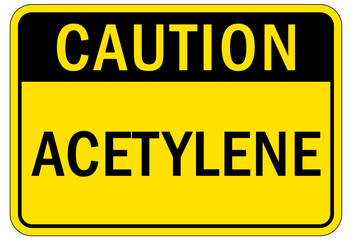 Acetylene warning chemical sign and labels