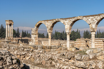 Arches at the ruins of Umayyad in Anjar, Bekaa valley, Lebanon