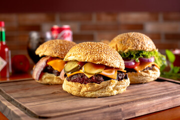 hamburger on a table