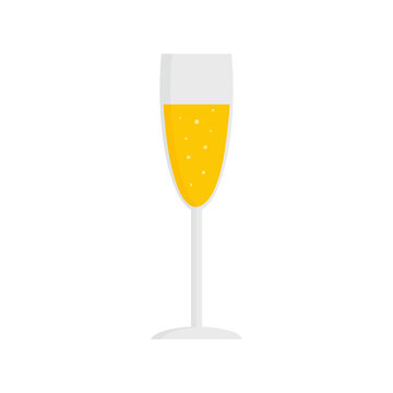 Full champagne glass icon. Flat illustration of full champagne glass vector icon for web design. Glass of champagne. Vector illustration