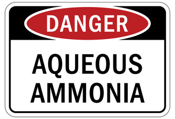 Ammonia warning chemical sign and labels aqueous ammonia