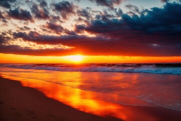 Fototapeta na wymiar Illustration photo of a sunset at the coast