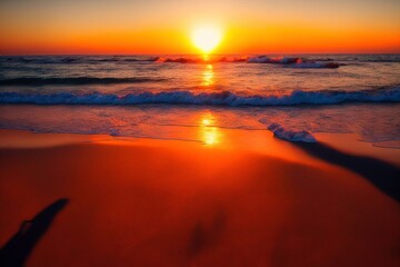 Fototapeta na wymiar Illustration photo of a sunset at the coast