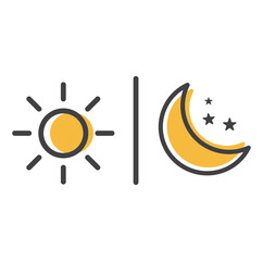 The sun and moon with stars.