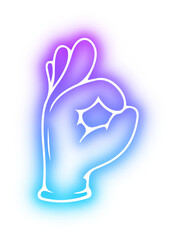 Set of Hands poses neon