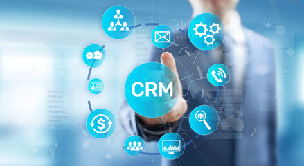 CRM - Customer relationship management automation system software. Business and technology concept.