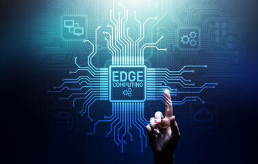 Edge computing modern IT technology on virtual screen concept.