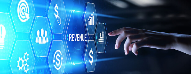 Revenue financial growth business finance concept on screen.