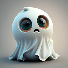 Cute ghost cartoon character created using generative AI tools