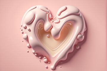 Sweet cremy milky pink heart on a pink background