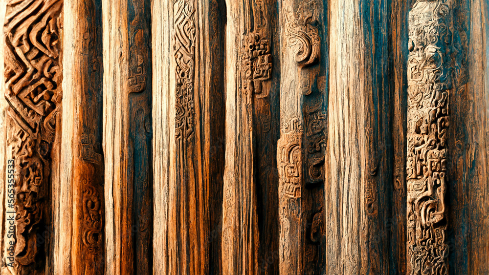 Canvas Prints mayan style wood grain material illustration generative ai content by midjourney