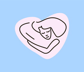 Sleep. World Sleep Day. Girl sleeping logo. Rest and health.