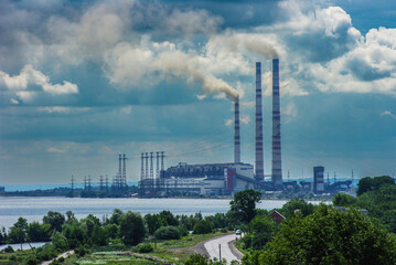 Obraz premium Pollution impact on the world ecology. Energy creation