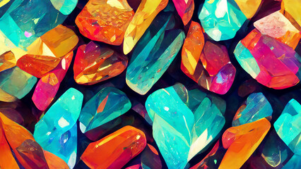 multilayer pattern of interlocking gems diamonds illustration Generative AI Content by Midjourney