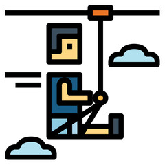 ziplining filled outline icon style