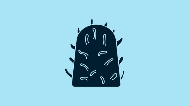 Blue Rabies virus disease microorganisms icon isolated on blue background. 4K Video motion graphic animation
