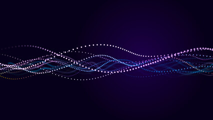 Abstract bright wave. The flow of musical sounds. 3D rendering.