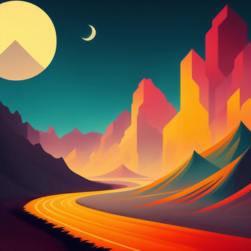 painting terrain desert road magic hour