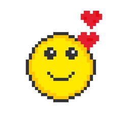 Kissed face icon. Pixel art emoticons. Vector illustration.