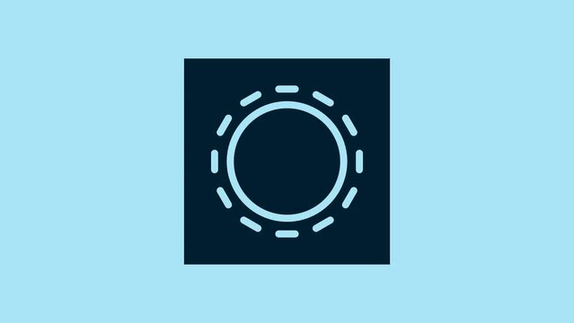 Blue Condom in package safe sex icon isolated on blue background. Safe love symbol. Contraceptive method for male. 4K Video motion graphic animation
