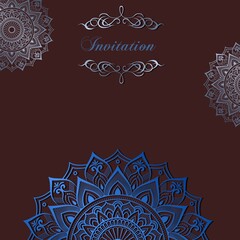 invitation marron,bleu, mandalas