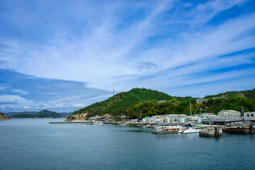 Fototapeta na wymiar 青空の緑が美しいアートの島　直島