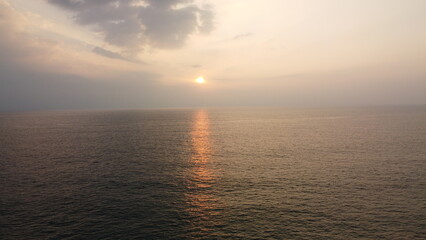 Sri Lanka Southern beaches captured by a drone. Indian blue ocean with clear blue sky, warm tropical temperature, 