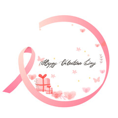 Pink gifts and little hearts are isolated on white backgrounds—decoration for Valentine's day border or frame design.