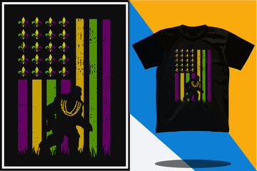 Mardi Gras 2023 t shirt design and Mardi Gras BIG Foot T shirt design template or Mardi Gras Shirt Design