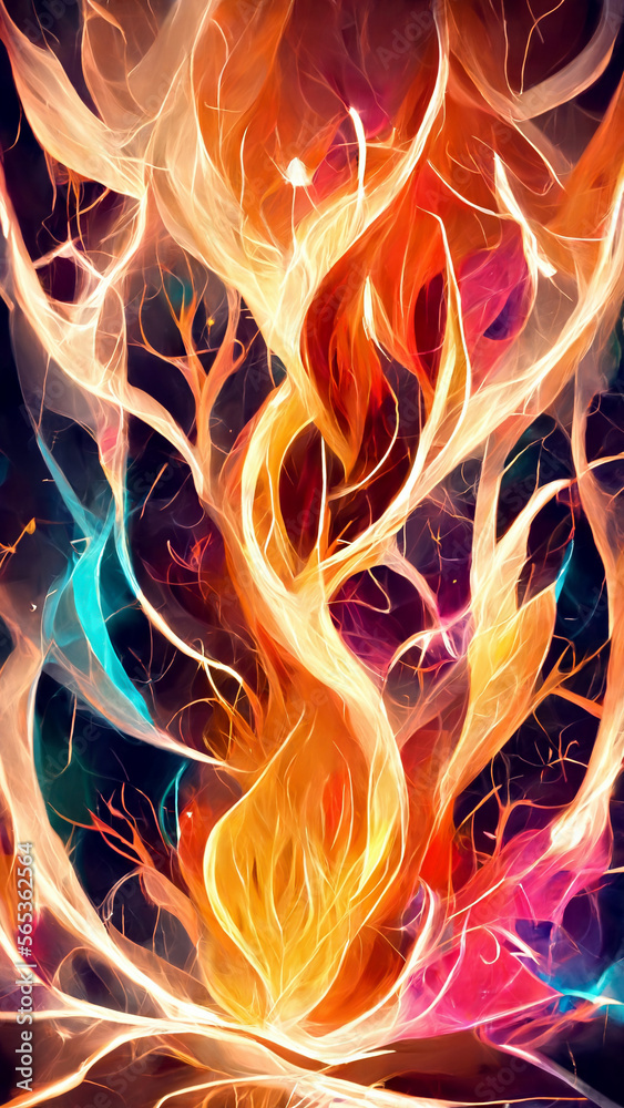 Wall mural flame particle entanglement design concept illustration generative ai content by midjourney