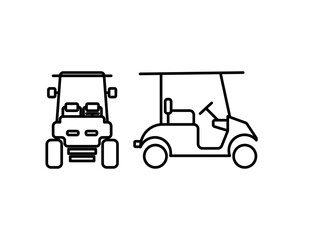 golf cart simple line icon, front and side view